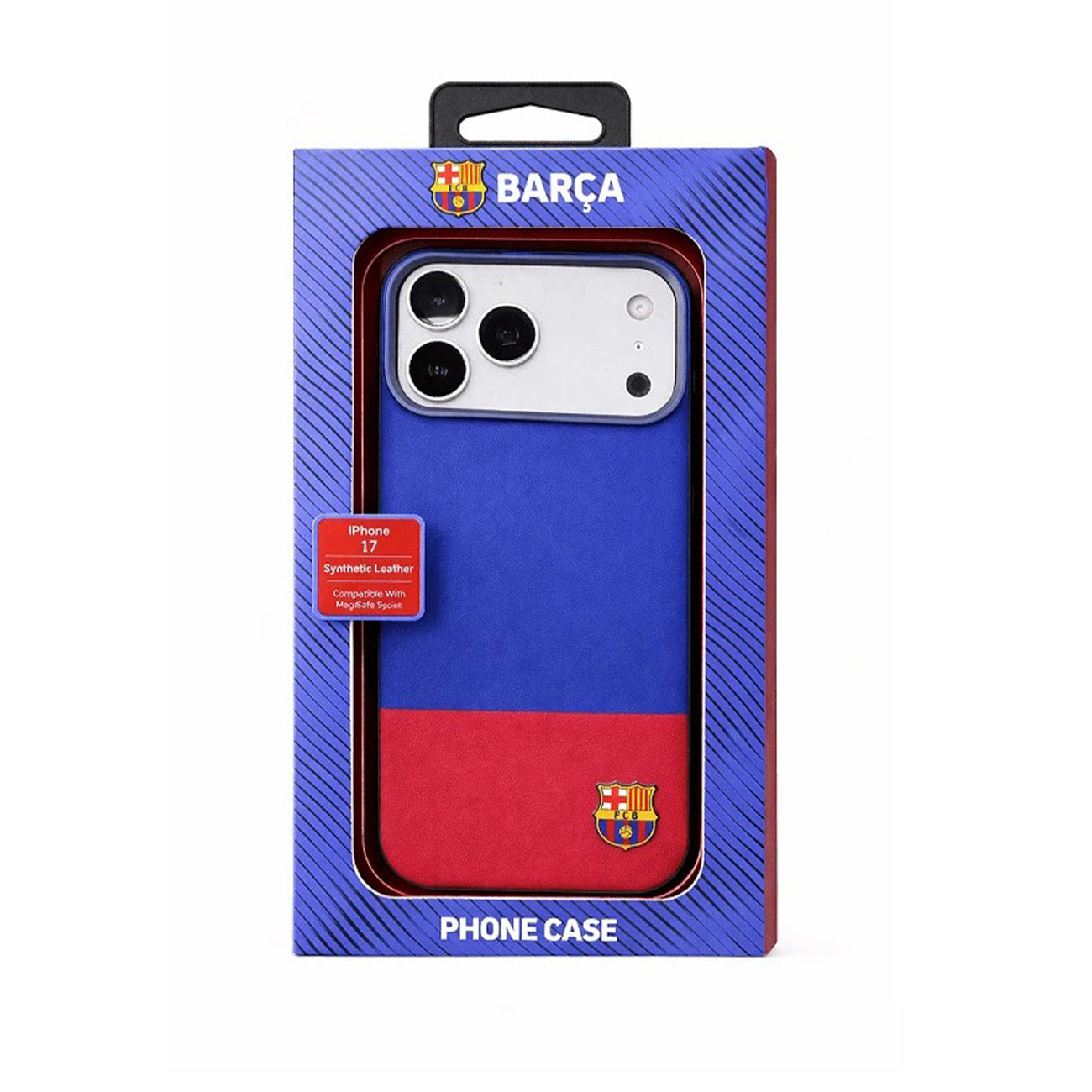 FC Barcelona Funda Oficial para iPhone 17 Pro Compatible con MagSafe, Piel Sintética Premium y Protección Antigolpes