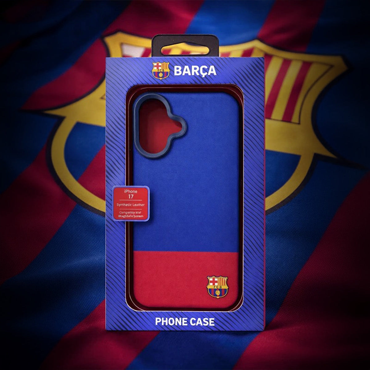 FC Barcelona Funda Oficial para iPhone 17 Compatible con MagSafe, Piel Sintética Premium y Protección Antigolpes