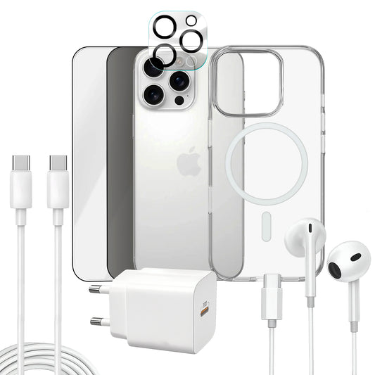 APOKIN Pack 7 en 1 para iPhone 16 Pro Max: Funda Magnética + Kit Completo de Accesorios