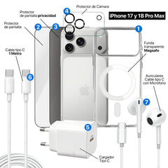 APOKIN Pack 7 en 1 para iPhone 17 Pro Max / 18 Pro Max: Funda Magnética + Kit Completo de Accesorios