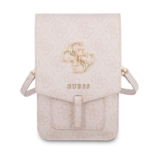 Guess Bandolera Universal de Polipiel para Móvil con Estampado 4G, Tarjetero Incorporado y Correa Ajustable, Rosa