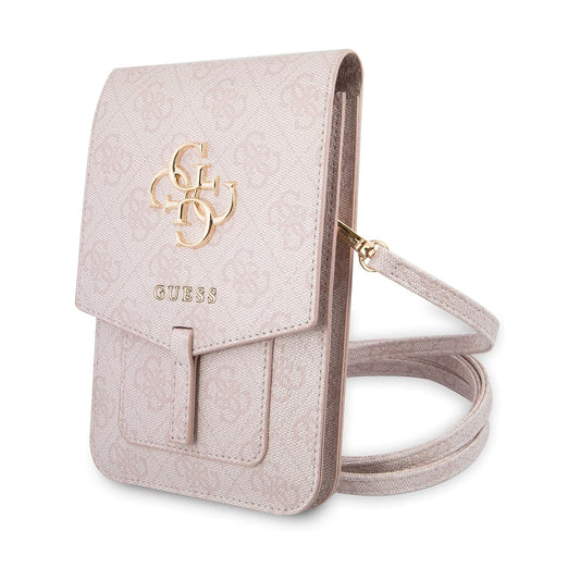 Guess Bandolera Universal de Polipiel para Móvil con Estampado 4G, Tarjetero Incorporado y Correa Ajustable, Rosa
