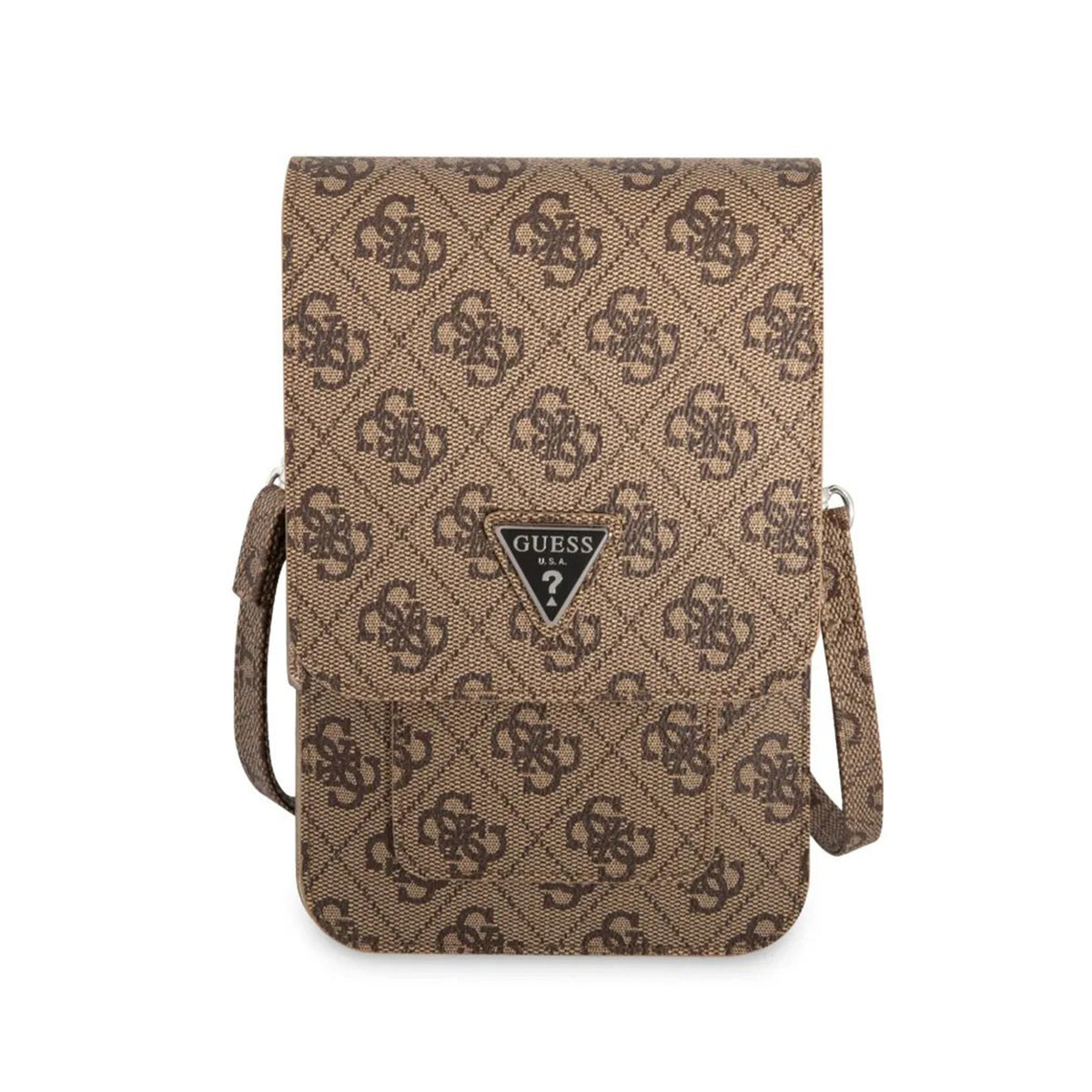 GUESS Bolso Cruzado con Logo Triangular, Marrón