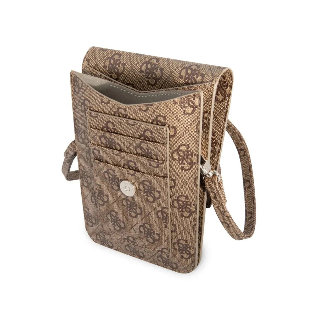 GUESS Bolso Cruzado con Logo Triangular, Marrón