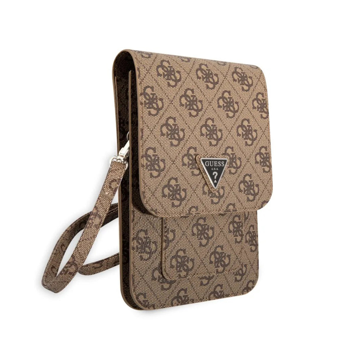 GUESS Bolso Cruzado con Logo Triangular, Marrón