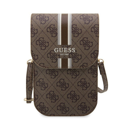 Guess Bandolera Universal para Móvil con Estampado 4G, Correa Ajustable y Tarjetero Integrado, Marrón
