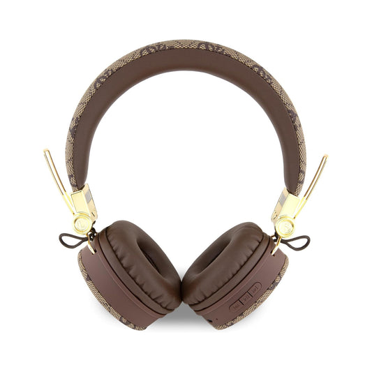 Guess Auriculares Bluetooth de Diadema – Cascos Marrón con Logo 4G Clásico y Forma Redondeada, Conexión Inalámbrica Estable y Diseño Elegante