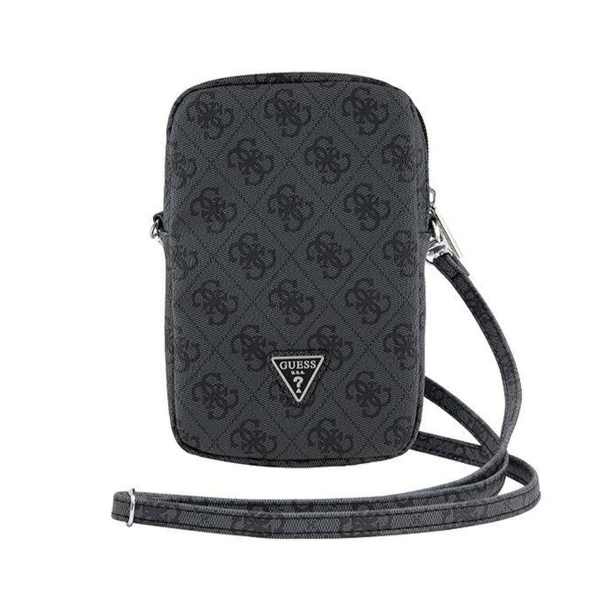 GUESS Bolso Cruzado con Logo Triangular, Negro