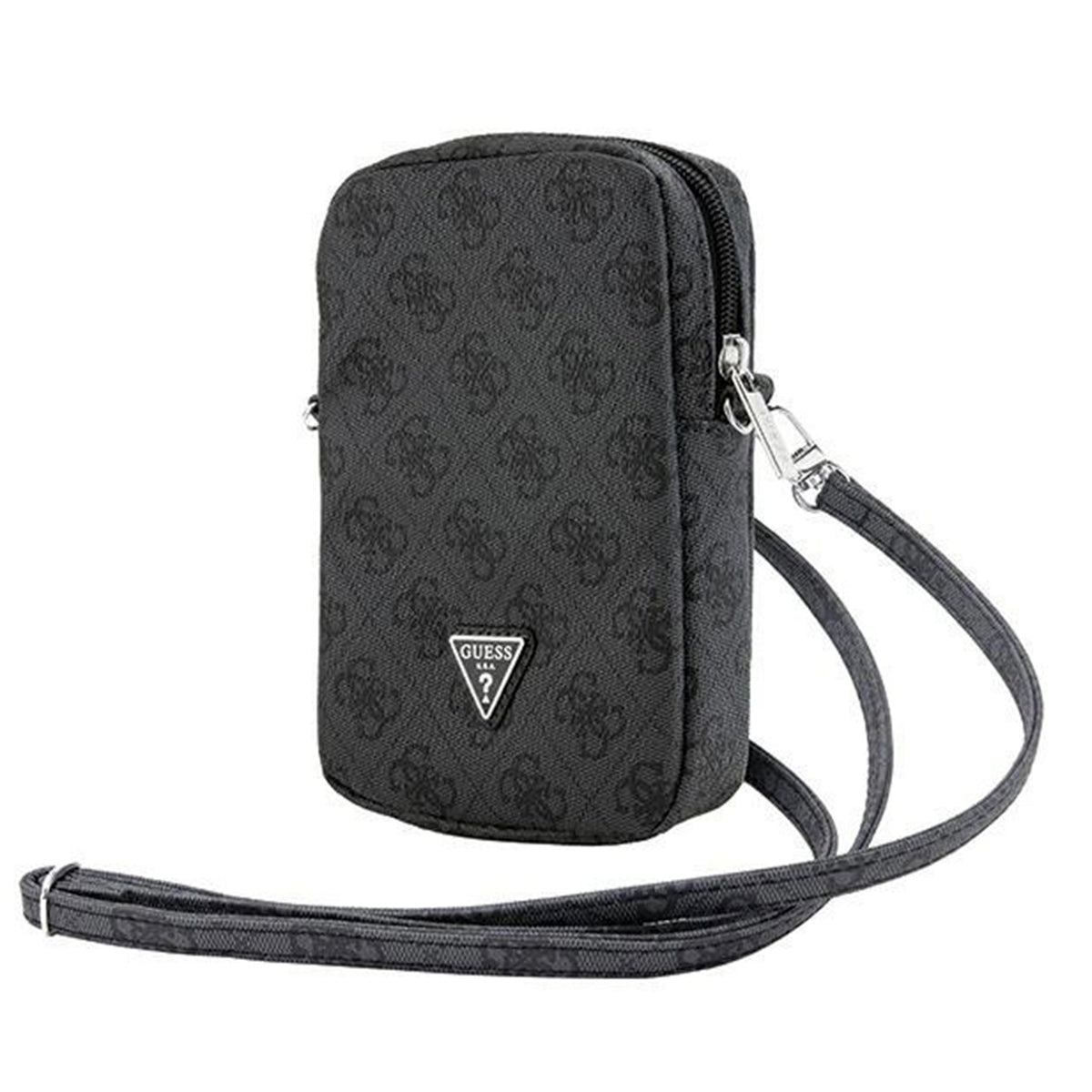 GUESS Bolso Cruzado con Logo Triangular, Negro