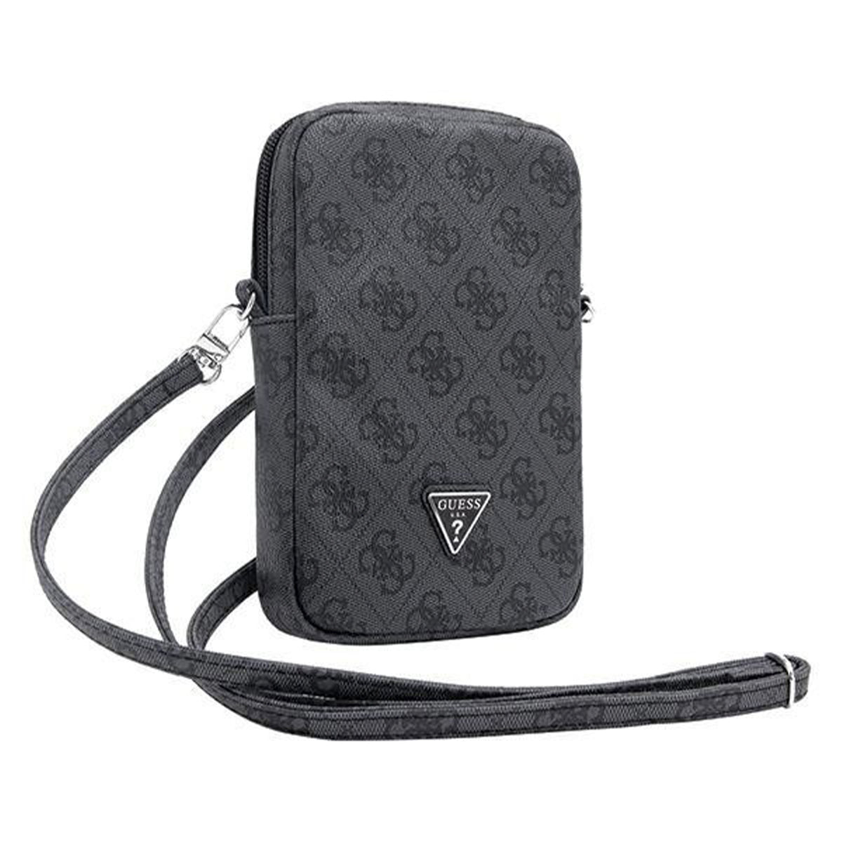 GUESS Bolso Cruzado con Logo Triangular, Negro