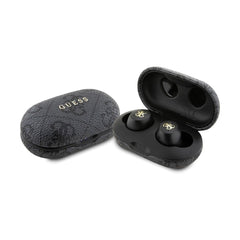 Guess Auriculares TWS Inalámbricos de Polipiel con Cancelación de Ruido ENC y Estuche de Carga, Negros