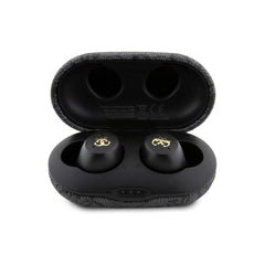 Guess Auriculares TWS Inalámbricos de Polipiel con Cancelación de Ruido ENC y Estuche de Carga, Negros