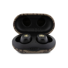 Guess Auriculares TWS Inalámbricos de Polipiel con Cancelación de Ruido ENC y Estuche de Carga, Marrón
