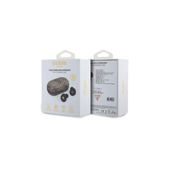 Guess Auriculares TWS Inalámbricos de Polipiel con Cancelación de Ruido ENC y Estuche de Carga, Marrón