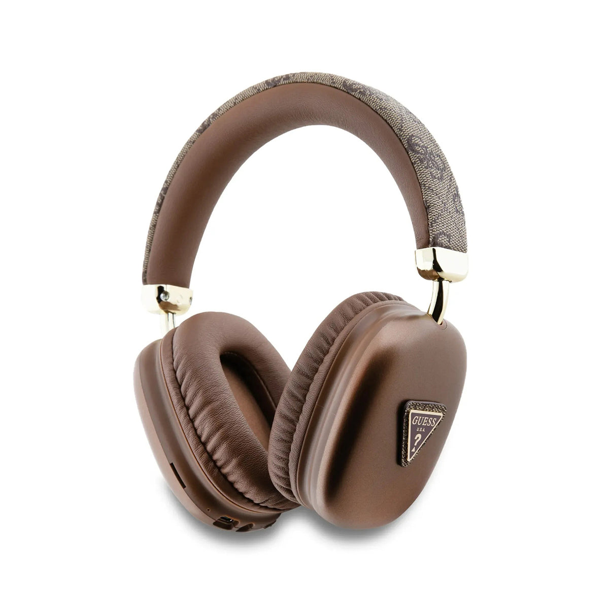 GUESS Auriculares Bluetooth con ENC y Logo Triangular, Marrón