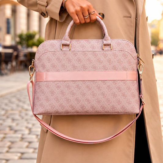 GUESS Maletín con Logo Triangular, Rosa