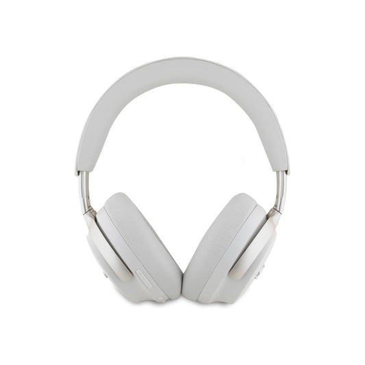 Guess Auriculares Bluetooth de Diadema – Cascos Inalámbricos Beige con Cancelación de Ruido ANC/ENC y Logo Metálico, Hasta 45 Horas de Batería