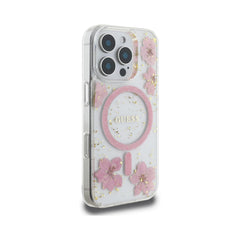 Guess Funda para iPhone 16 Pro Max – Carcasa con MagSafe, Diseño con Flores, Protección Anticaídas y Ajuste Preciso