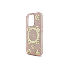 Guess Funda para iPhone 16 – Carcasa con MagSafe, Diseño de Flores Rosas con Detalles Dorados, Protección Anticaídas y Ajuste Preciso