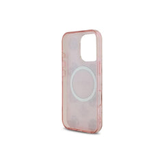 Guess Funda para iPhone 16 – Carcasa con MagSafe, Diseño de Flores Rosas con Detalles Dorados, Protección Anticaídas y Ajuste Preciso