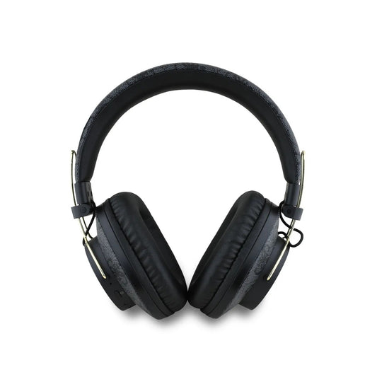 Guess 4G Black Faux Leather Over-Ear Bluetooth Headphones – Wireless Headphones with ENC Noise Cancellation, Microphone for Calls, Bluetooth 5.3, 40mm Drivers, Up to 30 Hours Battery Life, Integrated Control