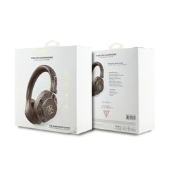 Guess Auriculares Bluetooth de Diadema 4G con Cancelación de Ruido ENC, Micrófono y Hasta 30 Horas de Batería, Marrón