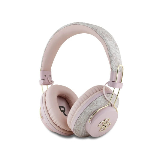 Guess Auriculares Bluetooth de Diadema 4G Rosa Polipiel – Cascos Inalámbricos con Cancelación de Ruido ENC, Micrófono para Llamadas, Bluetooth 5.3, Drivers de 40 mm, Hasta 30 Horas de Batería, Control Integrado
