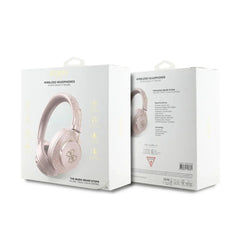 Guess 4G Pink Faux Leather Bluetooth Over-Ear Headphones – Wireless Headphones with ENC Noise Cancellation, Microphone for Calls, Bluetooth 5.3, 40mm Drivers, Up to 30 Hours Battery Life, Integrated Control