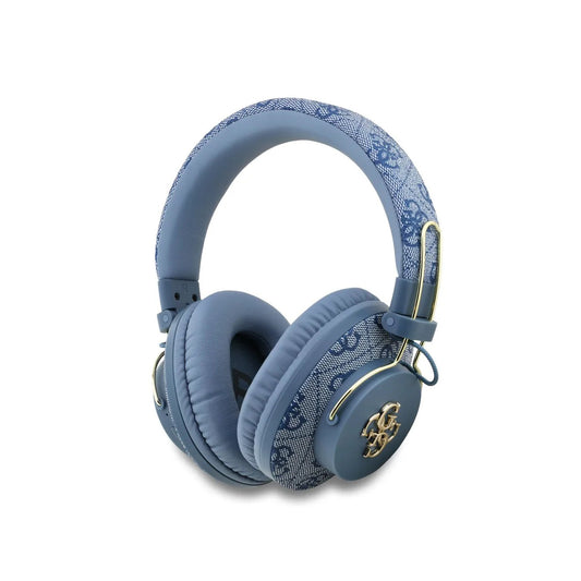 Guess 4G Blue Faux Leather Headband Bluetooth Headphones - Wireless Headphones with ENC Noise Cancellation, Microphone for Calls, Bluetooth 5.3, 40mm Drivers, Up to 30 Hours Battery, Integrated Control