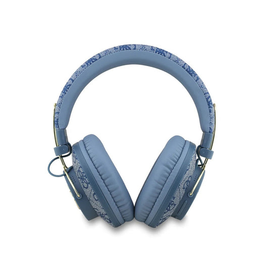 Guess 4G Blue Faux Leather Headband Bluetooth Headphones - Wireless Headphones with ENC Noise Cancellation, Microphone for Calls, Bluetooth 5.3, 40mm Drivers, Up to 30 Hours Battery, Integrated Control