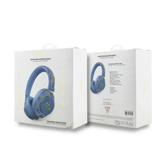 Guess Auriculares Bluetooth de Diadema 4G de Polipiel con Cancelación de Ruido ENC, Micrófono y Hasta 30 Horas de Batería, Azul
