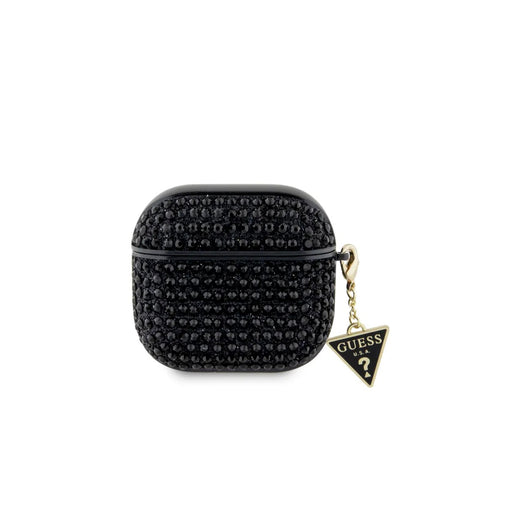 Guess Funda para AirPods 4 con Piedras Brillantes, Charm y Protección Segura, Negra