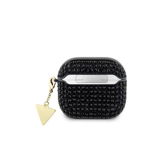 Guess Funda para AirPods 4 con Piedras Brillantes, Charm y Protección Segura, Negra