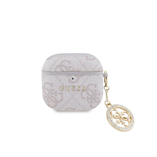 Guess 4G Pink AirPods 4 Case – Protective Case with Shiny Stone Charm, Elegant Design, and Precise Fit