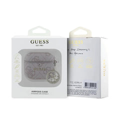 Guess Funda para AirPods 4 4G con Charm de Piedras Brillantes y Protección Segura, Rosa