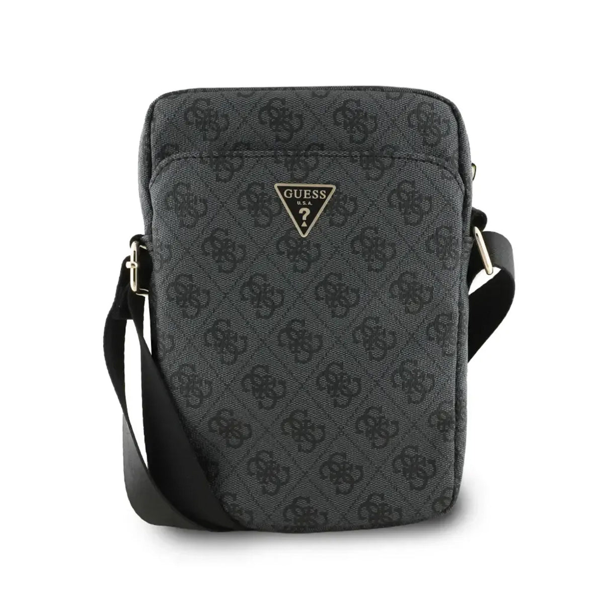 Guess Bandolera para Tablet de 8" – Bolso de Polipiel Negra con Logo Triangular, Diseño Elegante y Ajuste Seguro