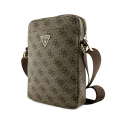 Guess Bandolera para Tablet o iPad de 10" de Polipiel con Logo Triangular, Marrón