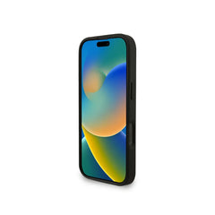 GUESS Funda para iPhone 16 Pro – Carcasa de Polipiel Negra con Logo 4G Clásico y Correa de Perlas, Diseño Elegante y Ajuste Preciso