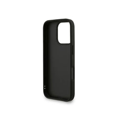 GUESS Funda para iPhone 16 Pro – Carcasa de Polipiel Negra con Logo 4G Clásico y Correa de Perlas, Diseño Elegante y Ajuste Preciso
