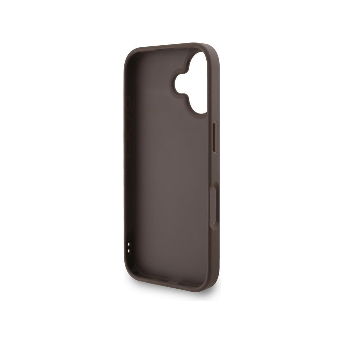 GUESS iPhone 16 Case – Brown Faux Leather Case with Classic 4G Logo and Pearl Strap, Elegant Design and Precise Fit