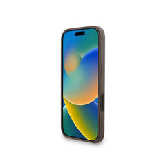 Guess Funda para iPhone 16 Plus – Carcasa de Polipiel Marrón con Logo 4G Clásico y Correa de Perlas, Protección Anticaídas y Ajuste Preciso