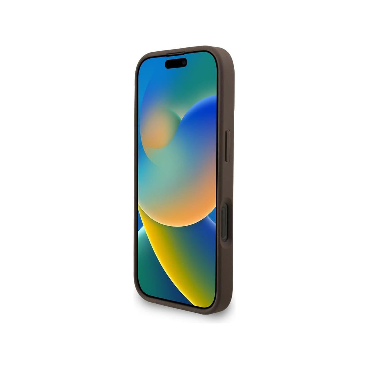 Guess Funda de Polipiel Logo 4G Clásico para iPhone 16 Pro con Correa de Perlas y Protección Anticaídas, Marrón