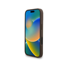 Guess Funda para iPhone 16 Pro – Carcasa de Polipiel Marrón con Logo 4G Clásico y Correa de Perlas, Protección Anticaídas y Ajuste Preciso