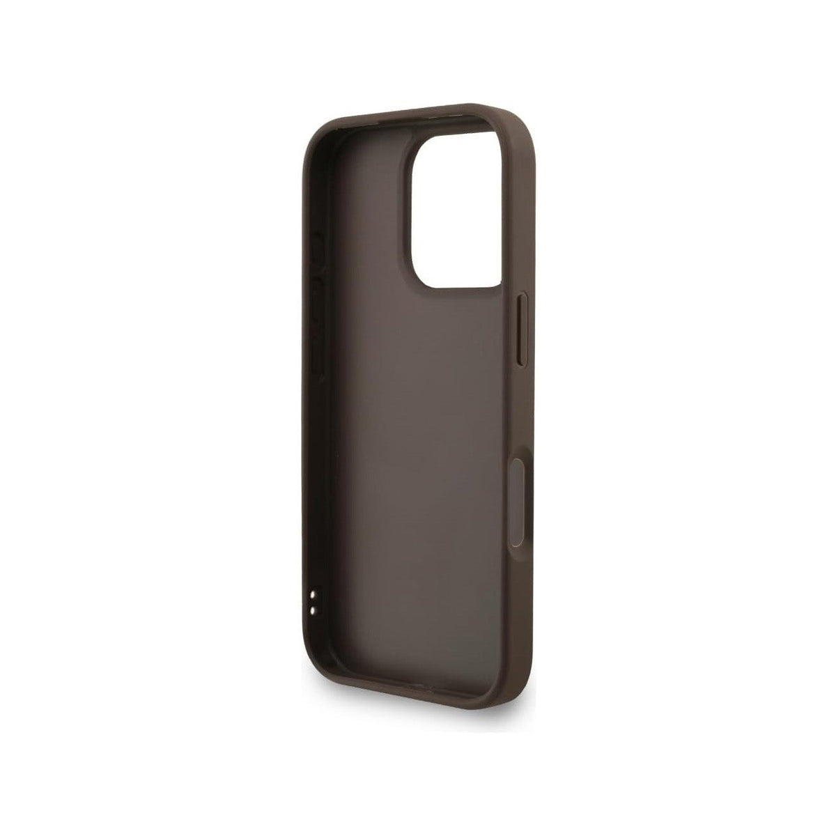 Guess Funda de Polipiel Logo 4G Clásico para iPhone 16 Pro con Correa de Perlas y Protección Anticaídas, Marrón
