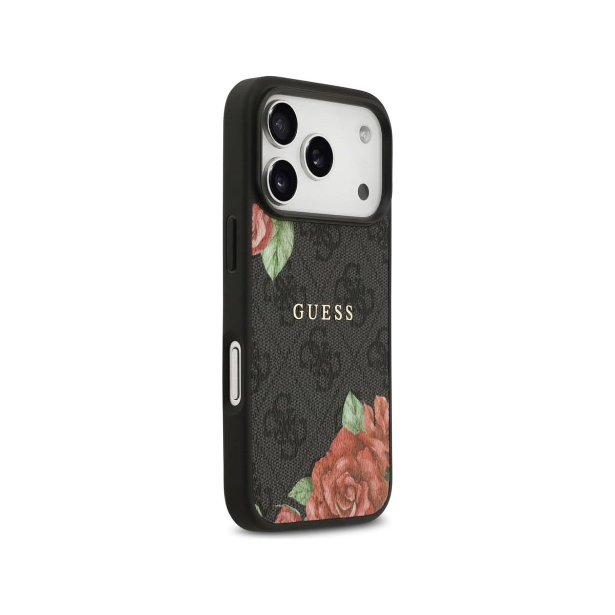 GUESS Funda Estampado 4G Flores para iPhone 17 Pro/18 Pro Compatible con MagSafe, Negra