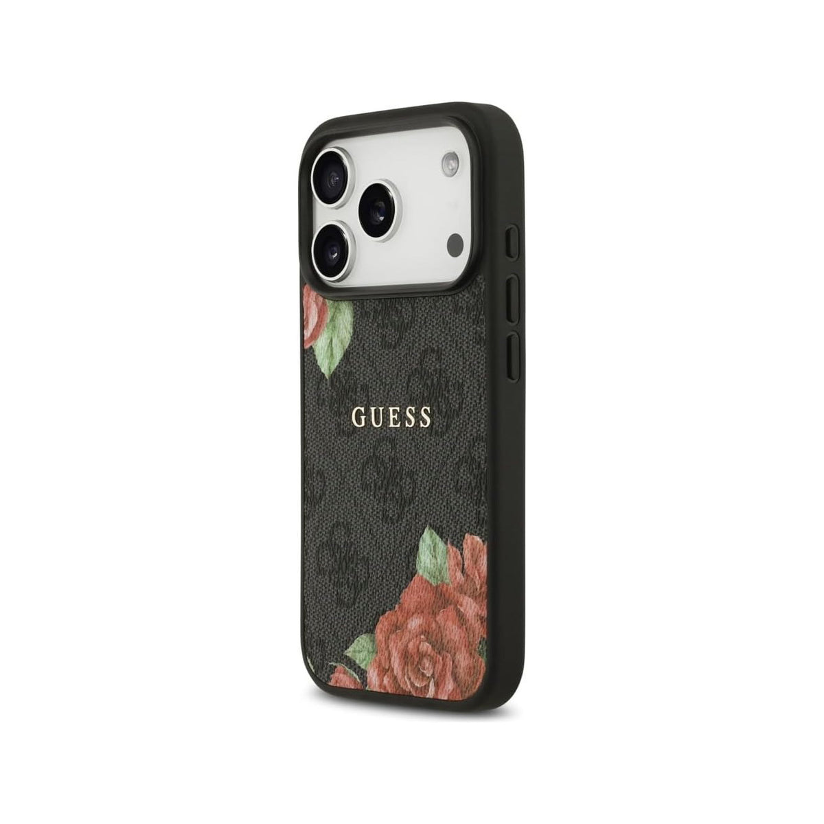 GUESS Funda Estampado 4G Flores para iPhone 17 Pro/18 Pro Compatible con MagSafe, Negra