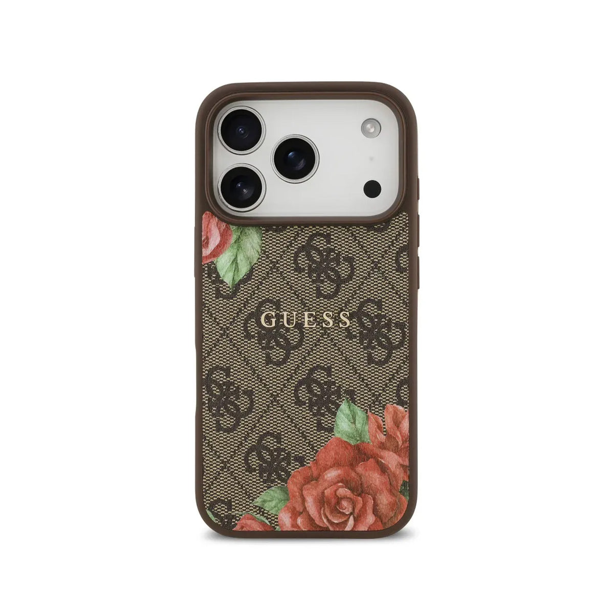 GUESS Funda Estampado 4G Flores para iPhone 17 Pro/18 Pro Compatible con MagSafe, Marrón