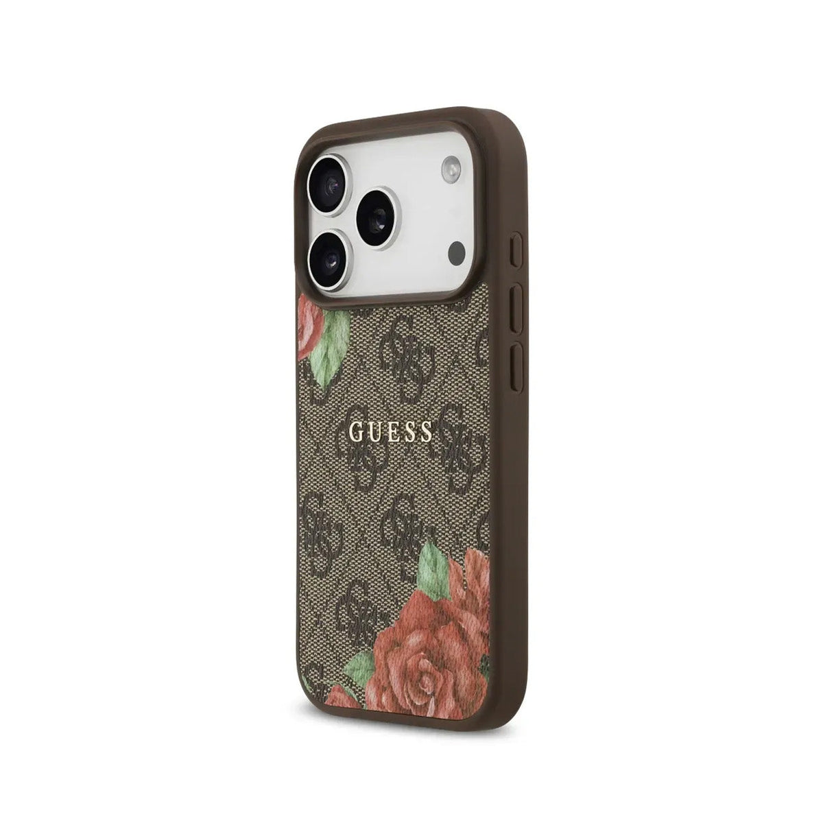 GUESS Funda Estampado 4G Flores para iPhone 17 Pro/18 Pro Compatible con MagSafe, Marrón