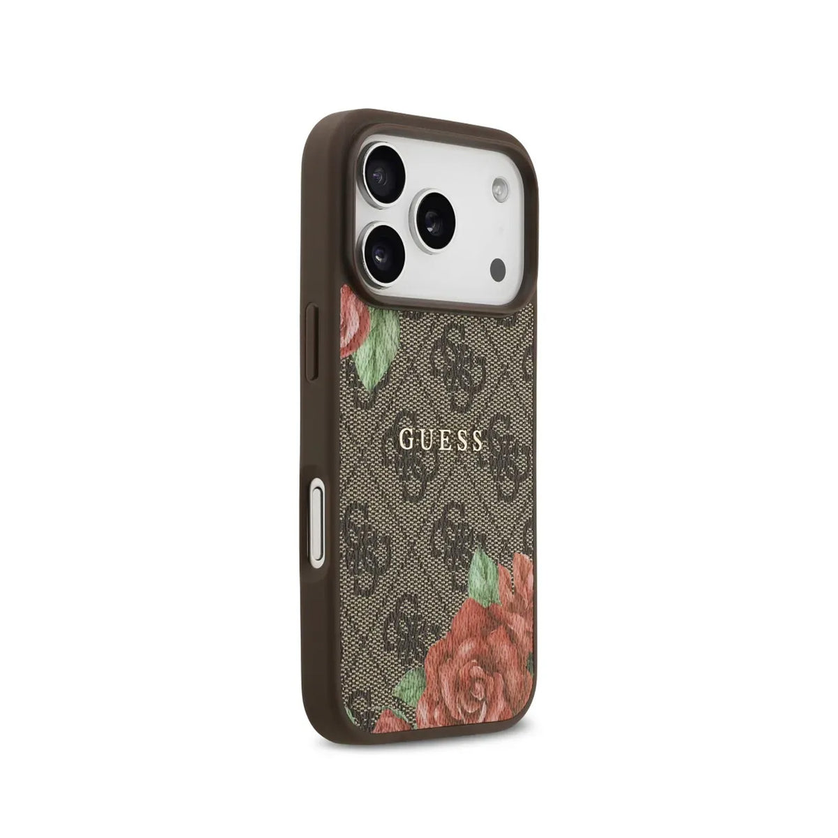 GUESS Funda Estampado 4G Flores para iPhone 17 Pro/18 Pro Compatible con MagSafe, Marrón