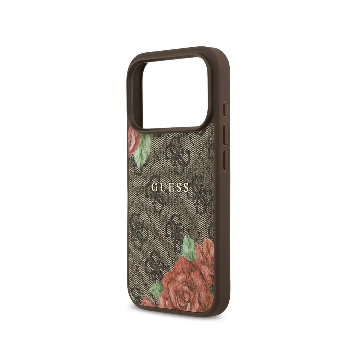 GUESS Funda Estampado 4G Flores para iPhone 17 Pro/18 Pro Compatible con MagSafe, Marrón
